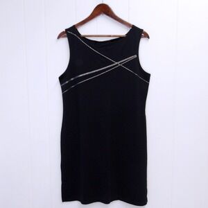 Express Black Tank Dress with Silver‎ Detail Casual Party Cocktail Sz 9/10 #7288